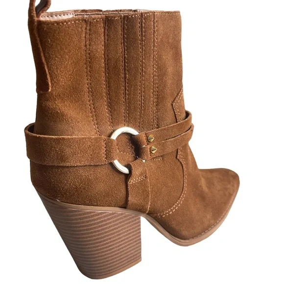 Aldo Suede Booties Brends Buckle Detail Brown Suede Size 10 EUC Worn Once - Picture 4 of 12